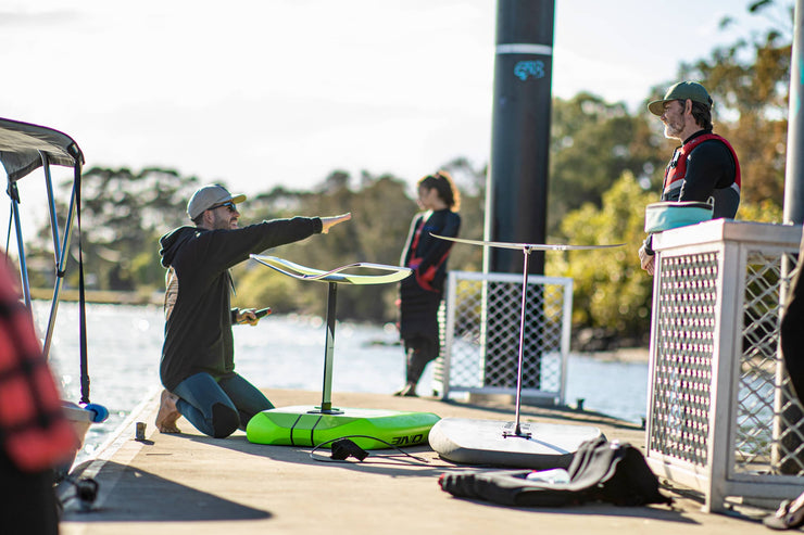 Instructor setting up the foil